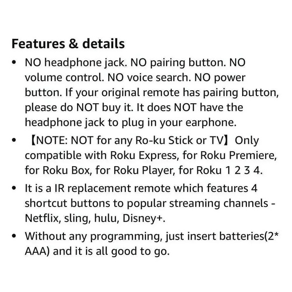 Universal Remote Control for Roku 1234 Express Premiere Box Player Not Stick/TV - Picture 10 of 10